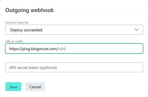 Outgoing webhook setting